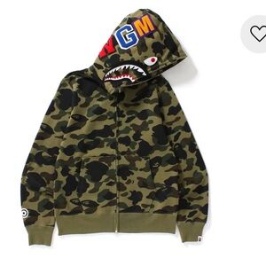 Bape Camouflage Shark Hoodie with Colorful Letters